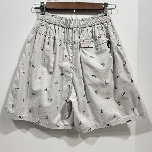 Nautical Cotton Shorts with Elastic Waist and Zipper Pockets Small - Picture 3 of 16